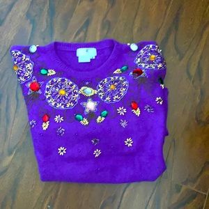 Beautiful purple wool beaded sweater in size M